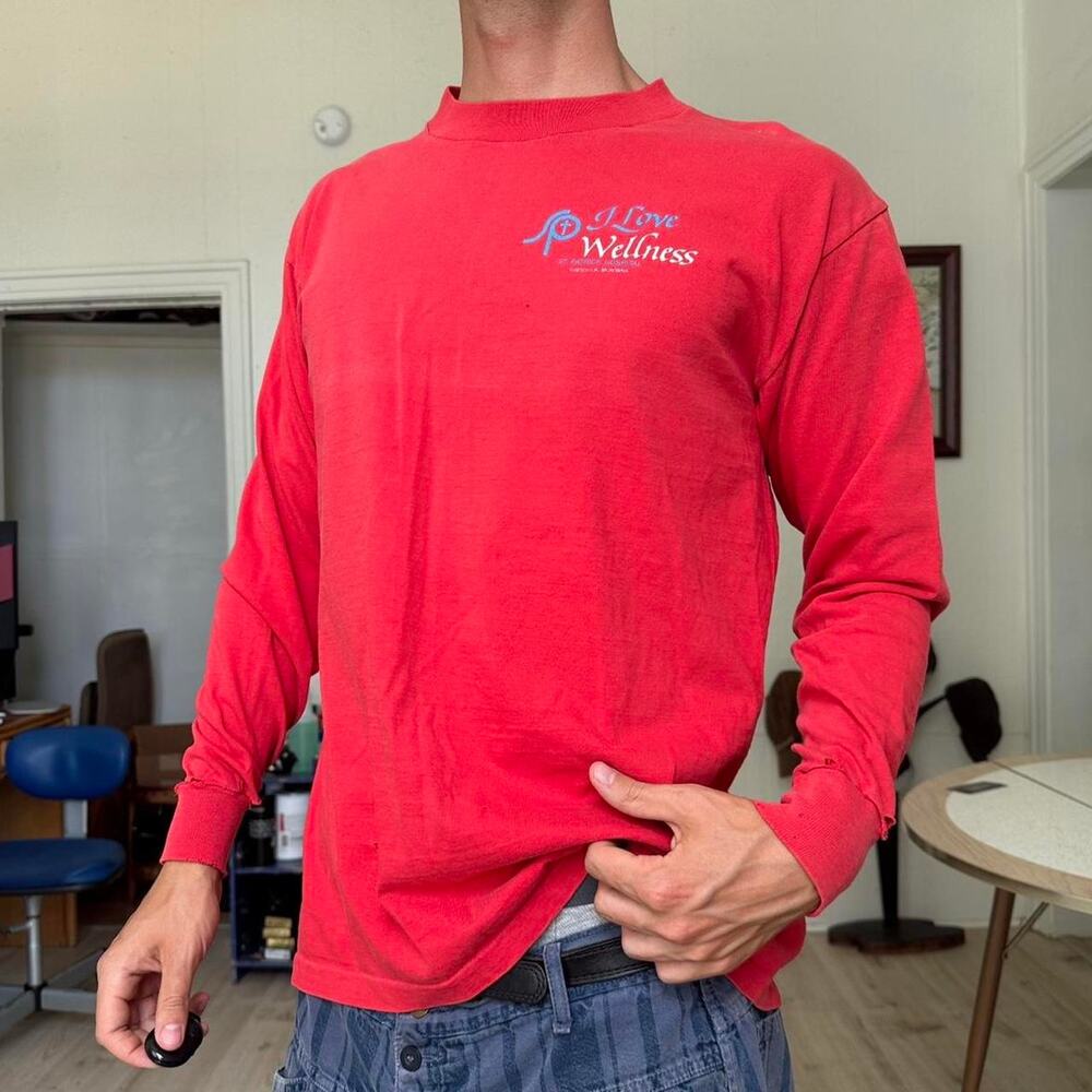 Vintage 90s Thrashed Faded Church Love Wellness Longsleeve